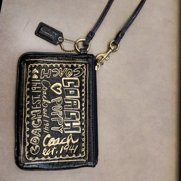 Coach Handbags - Coach authentic black patent leather wristlet